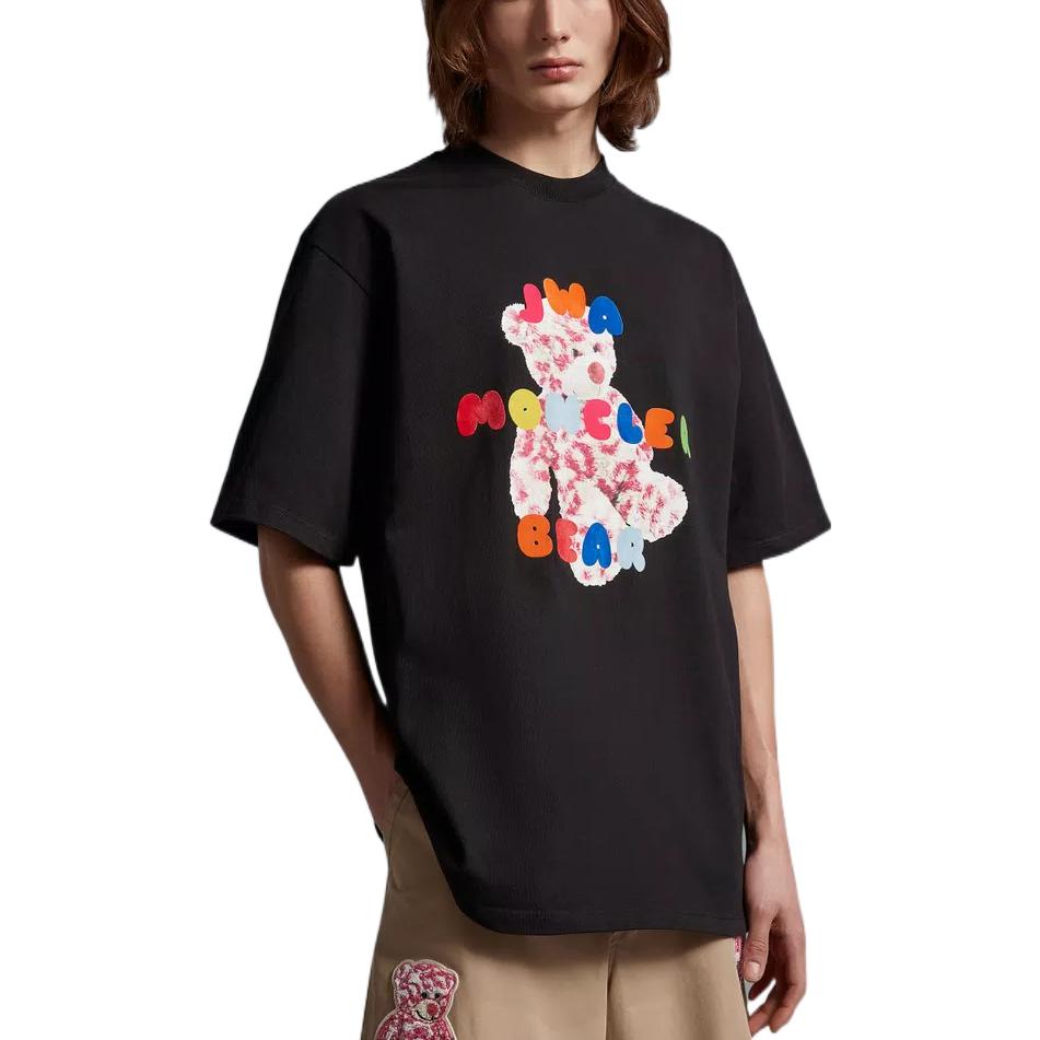 Purchase 몽클레르 x JW 앤더슨 SS23 블랙 베어 그래픽 프린트 반팔 티셔츠. I109E8C00001M2681999