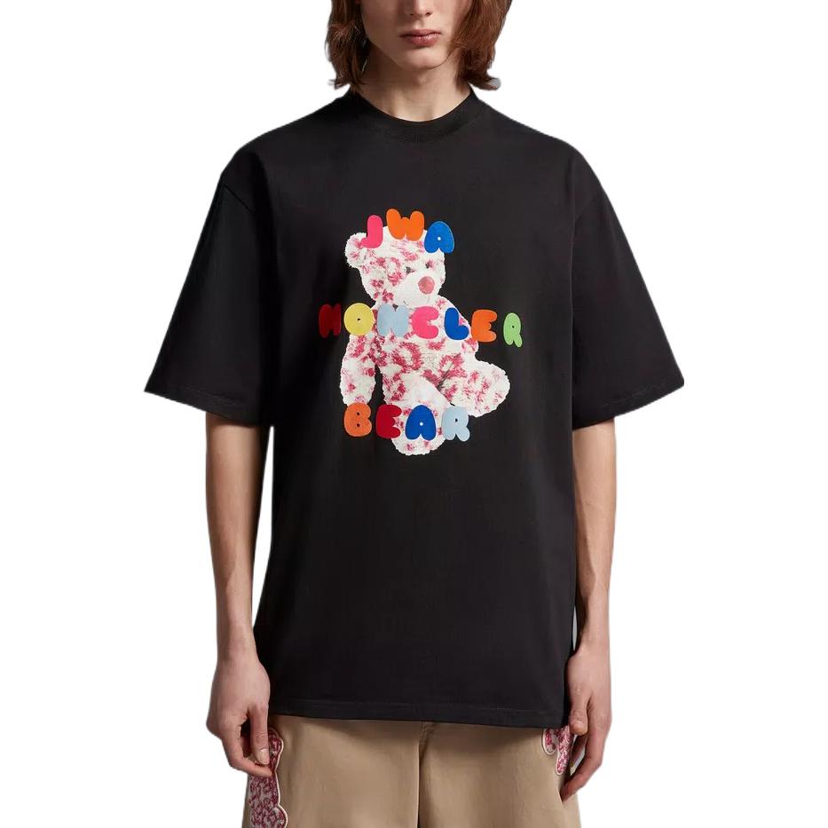 Details for 몽클레르 x JW 앤더슨 SS23 블랙 베어 그래픽 프린트 반팔 티셔츠. I109E8C00001M2681999