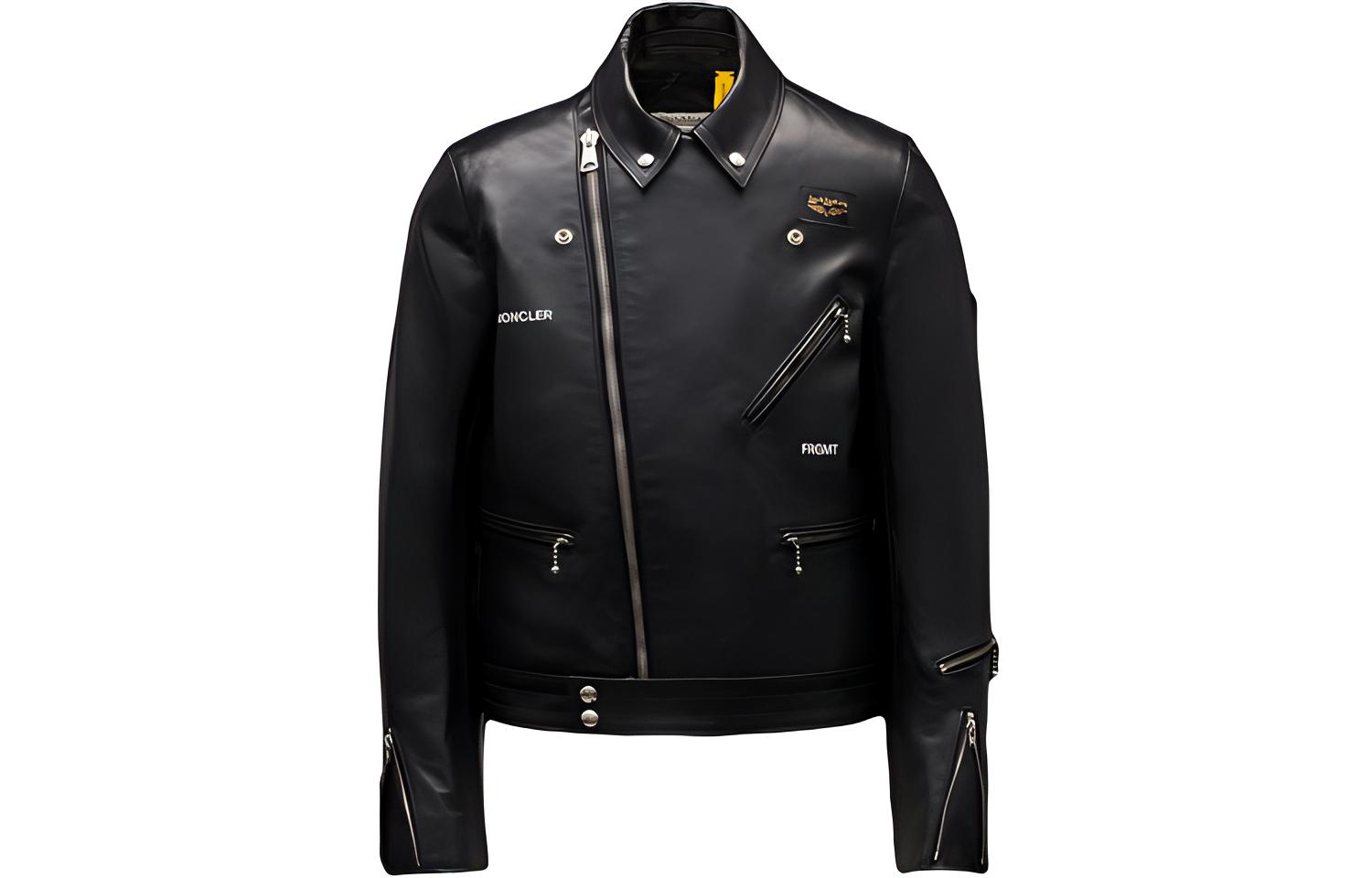 Moncler Lewis Leathers Slim Fit Leather Jacket Black Menswear Collaboration G209U1A000225099H999