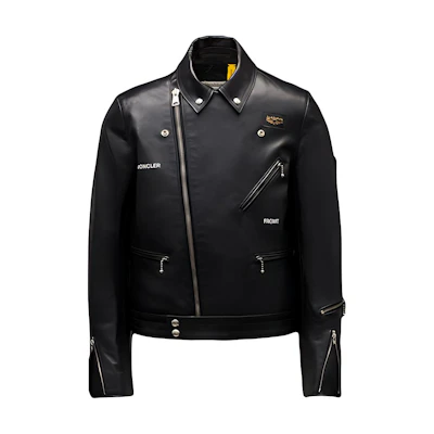 Moncler Lewis Leathers Slim Fit Leather Jacket Black Menswear Collaboration G209U1A000225099H999