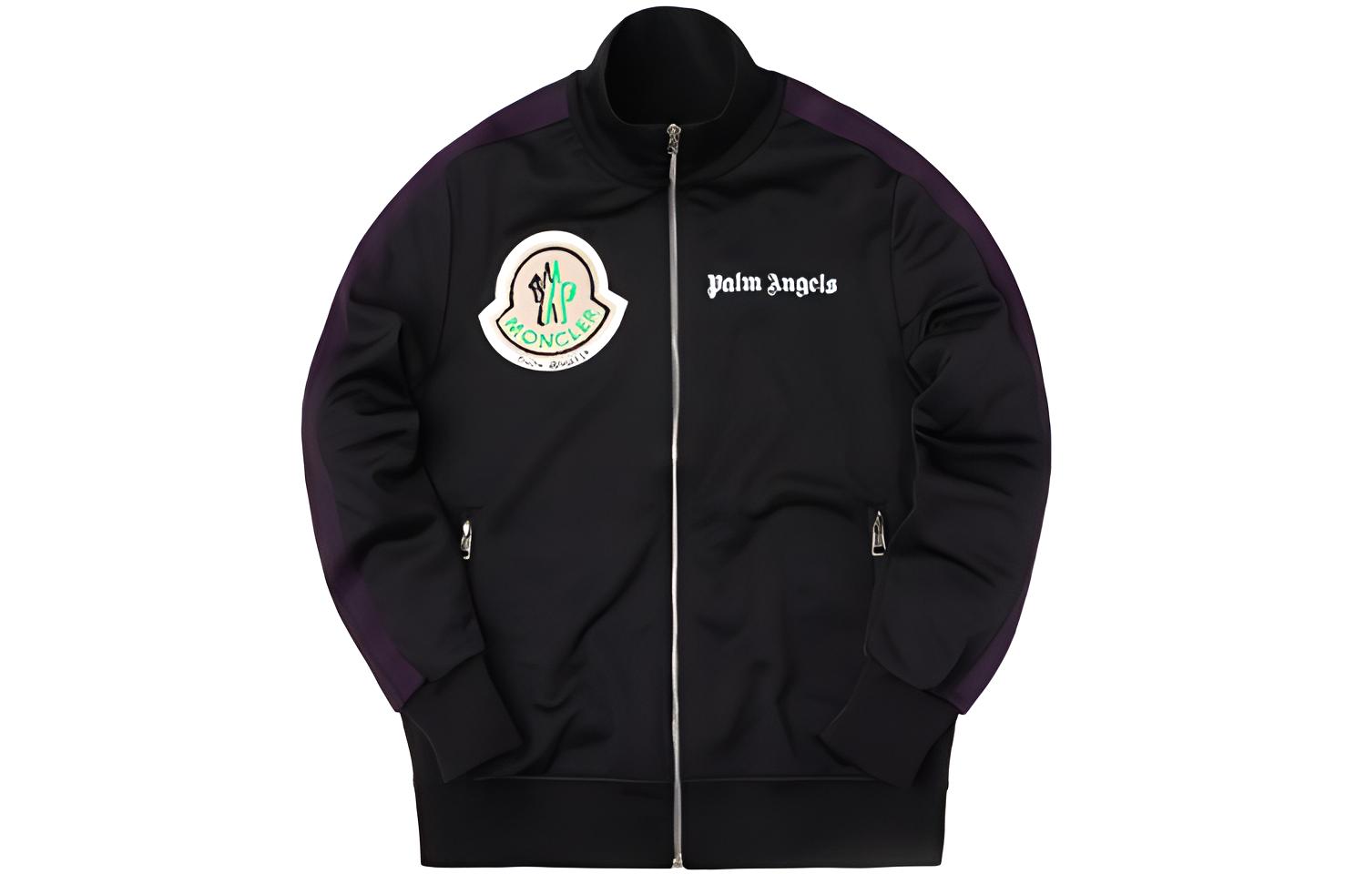 Moncler Palm Angels Black Logo Print Cardigan Track Jacket MC8400050899A1-999