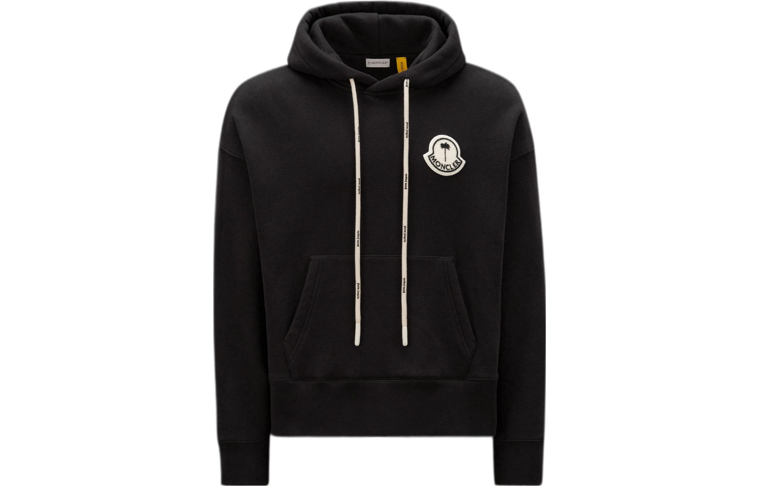 MONCLER Palm Angels Black Unisex Hoodie with Logo Patch Design H209L8G00007M2513999