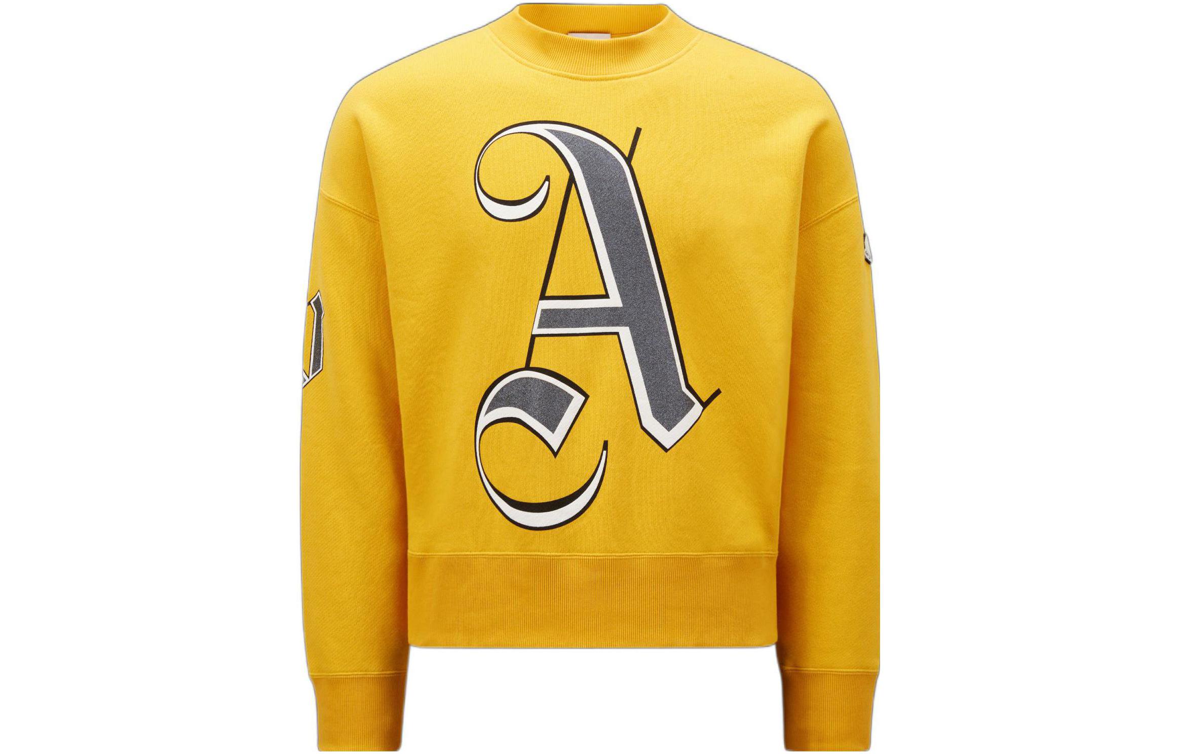 MONCLER Palm Angels Logo Print Crewneck Sweatshirt Unisex Yellow H209L8G00006M2513125