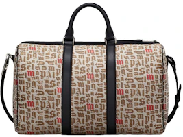 Moncler x Palm Angels Printed Duffle Bag Logo Pattern Jacquard Beige/Black Moncler x Palm Angels Printed Duffle Bag Logo Pattern Jacquard Beige/Black