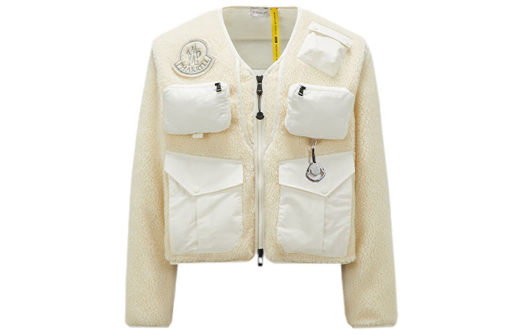 Moncler Pharrell Williams FW23 Zip Pocket Detachable Sleeve V-Neck Jacket White I209R8G00001M3417032