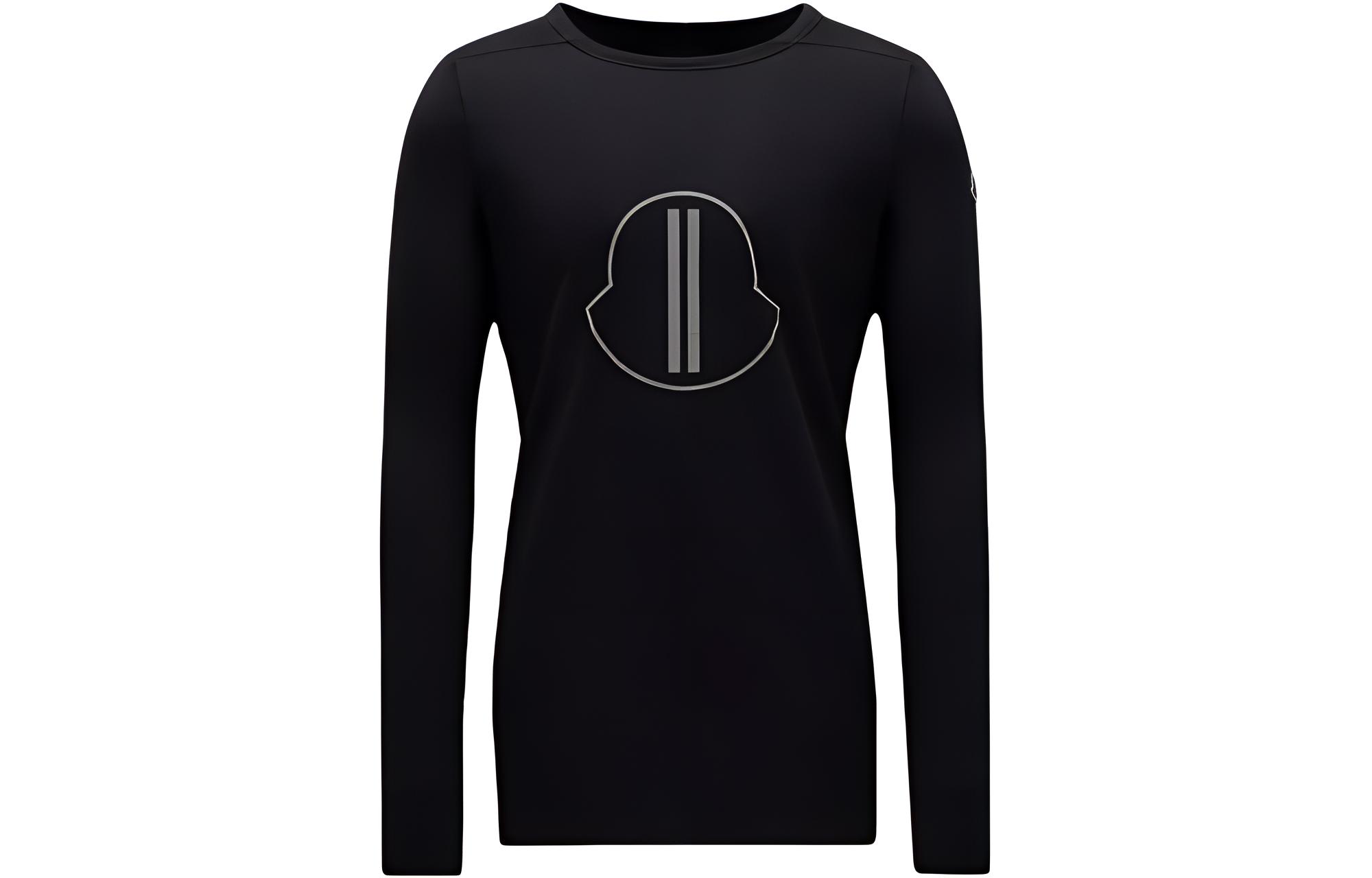 Moncler x Rick Owens FW23 Black Logo Print Long Sleeve Unisex T-Shirt. I209N8D00002M3669999