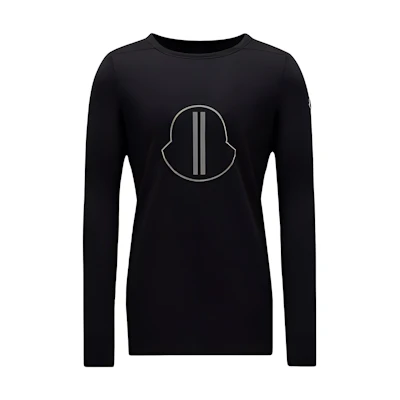 Moncler Rick Owens FW23 Black Logo Print Long Sleeve Unisex T-Shirt. I209N8D00002M3669999