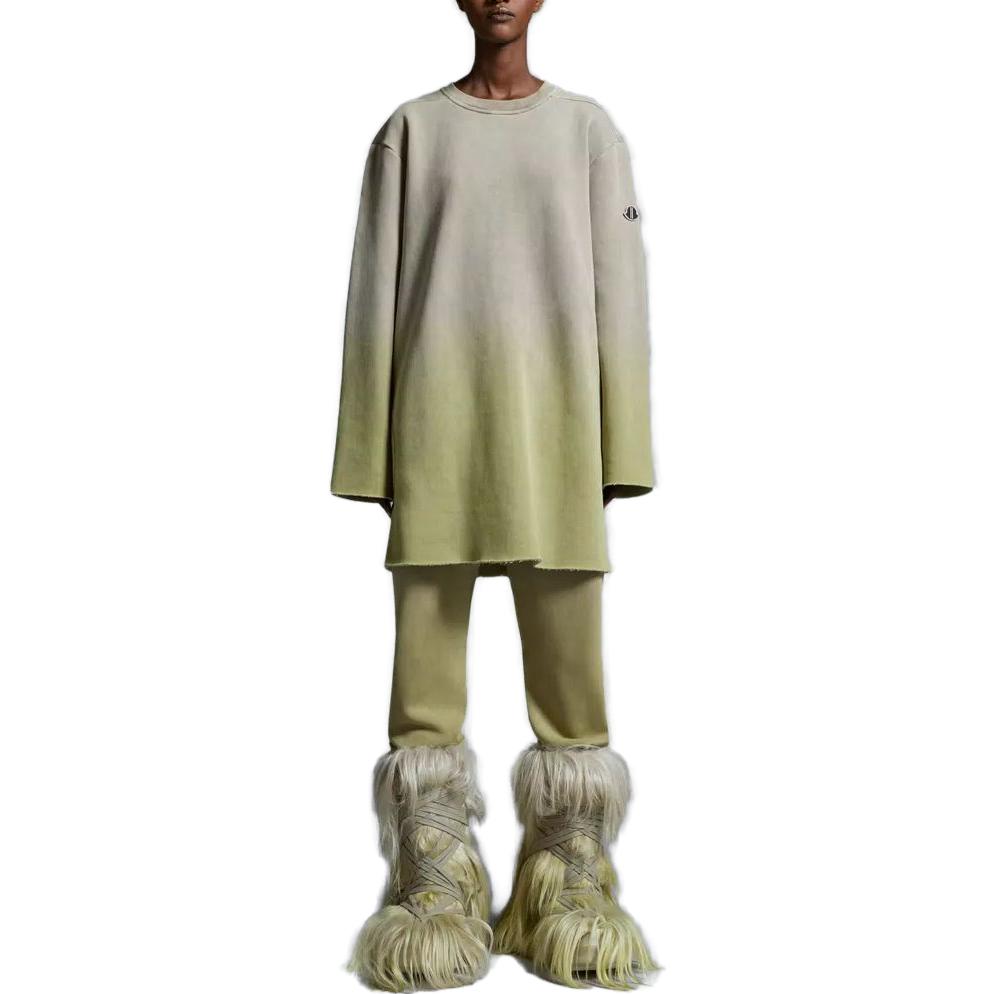 Lookbook Moncler x Rick Owens FW23渐变镂空长袖圆领T恤 绿色 男女同款 I209N8G00002M3850117