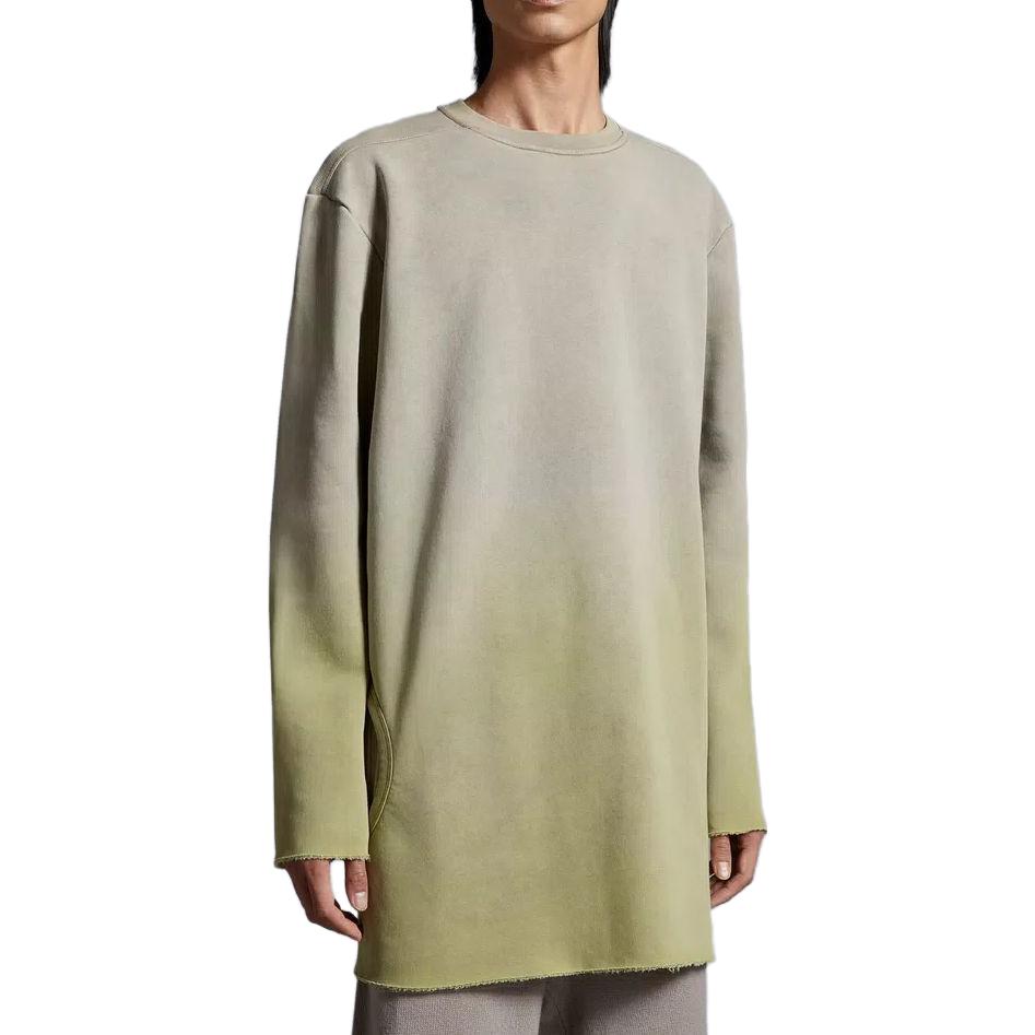 Shop Moncler x Rick Owens FW23渐变镂空长袖圆领T恤 绿色 男女同款 I209N8G00002M3850117