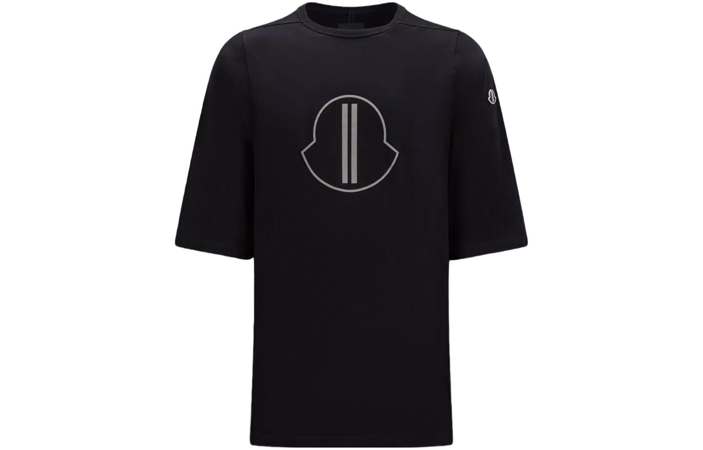 Moncler x RICK OWENS FW23 Logo Print Unisex Black Crewneck T-Shirt I209N8C00001M3669999