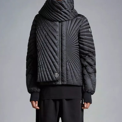 Moncler x Rick Owens Logo Wool Scarf Unisex Couple Style Black. I209N3C00003M3632999 Lookbook Moncler x Rick Owens Logo Wool Scarf Unisex Couple Style Black. I209N3C00003M3632999