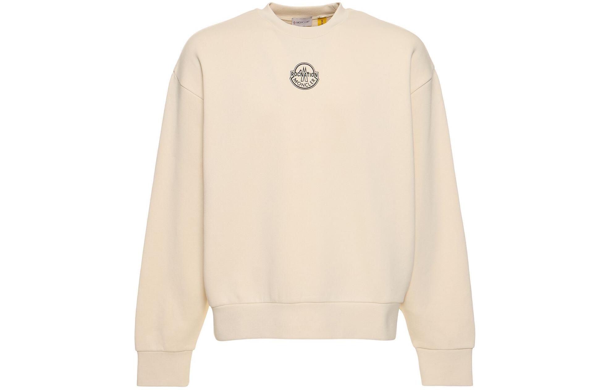 Moncler Roc Nation Collaboration Logo Crewneck Sweatshirt Unisex Off-White I209W8G00005809KX038