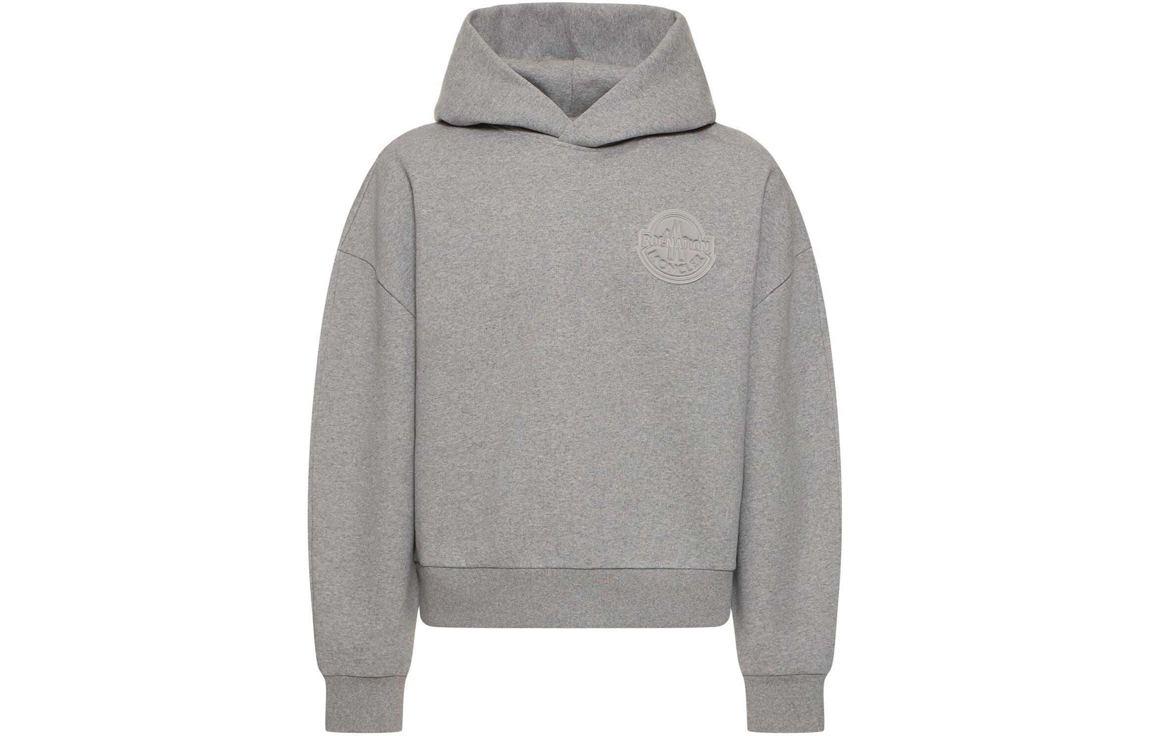 Moncler Roc Nation SS24 Unisex Grey Hoodie with Chest Logo I209W8G00007809KX984