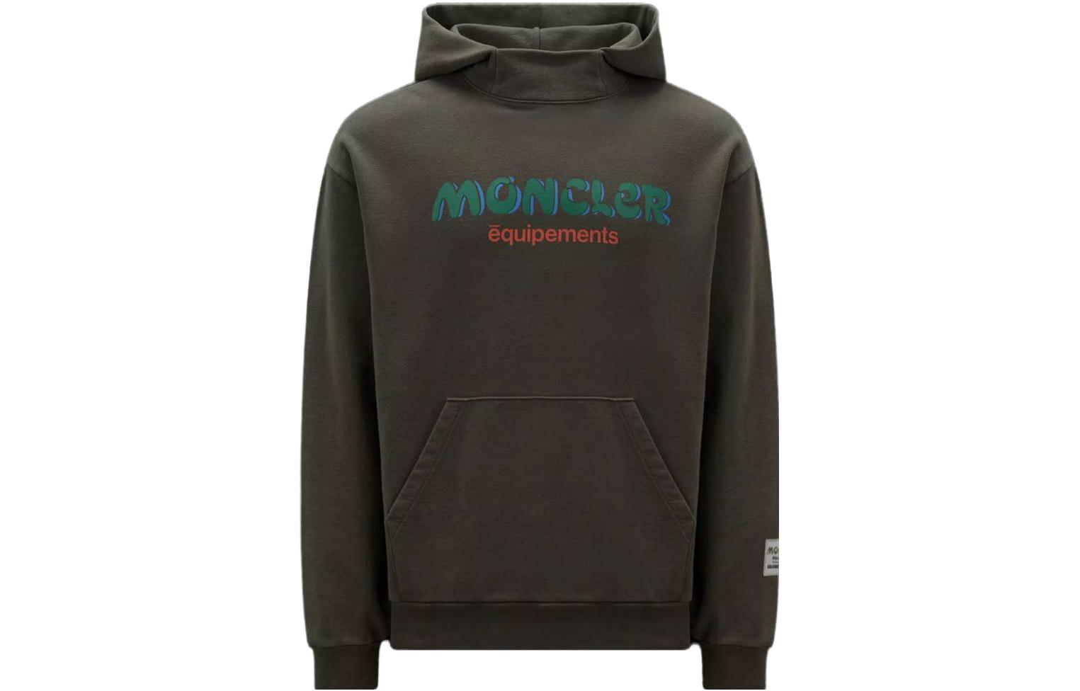 Moncler x Salehe Bembury Collab Retro Letter Print Hoodie Unisex Green I209D8G00002M3237833