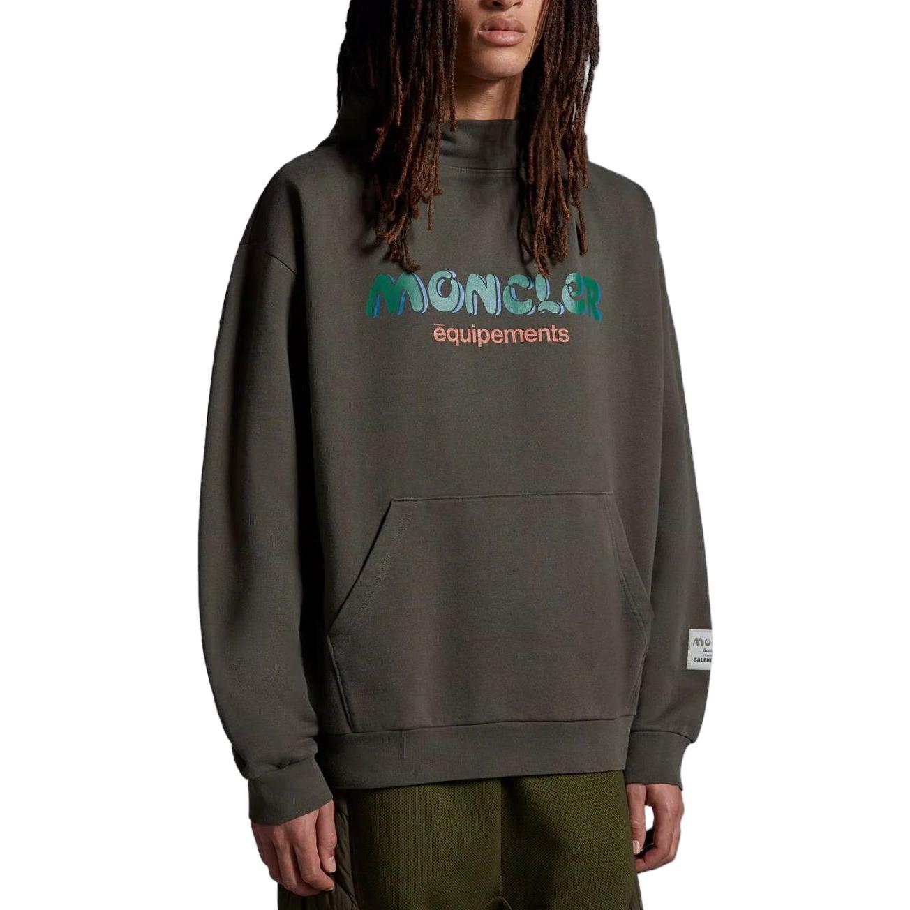 Lookbook Moncler x Salehe Bembury Hoodie Cetakan Retro Huruf Unisex Hijau I209D8G00002M3237833