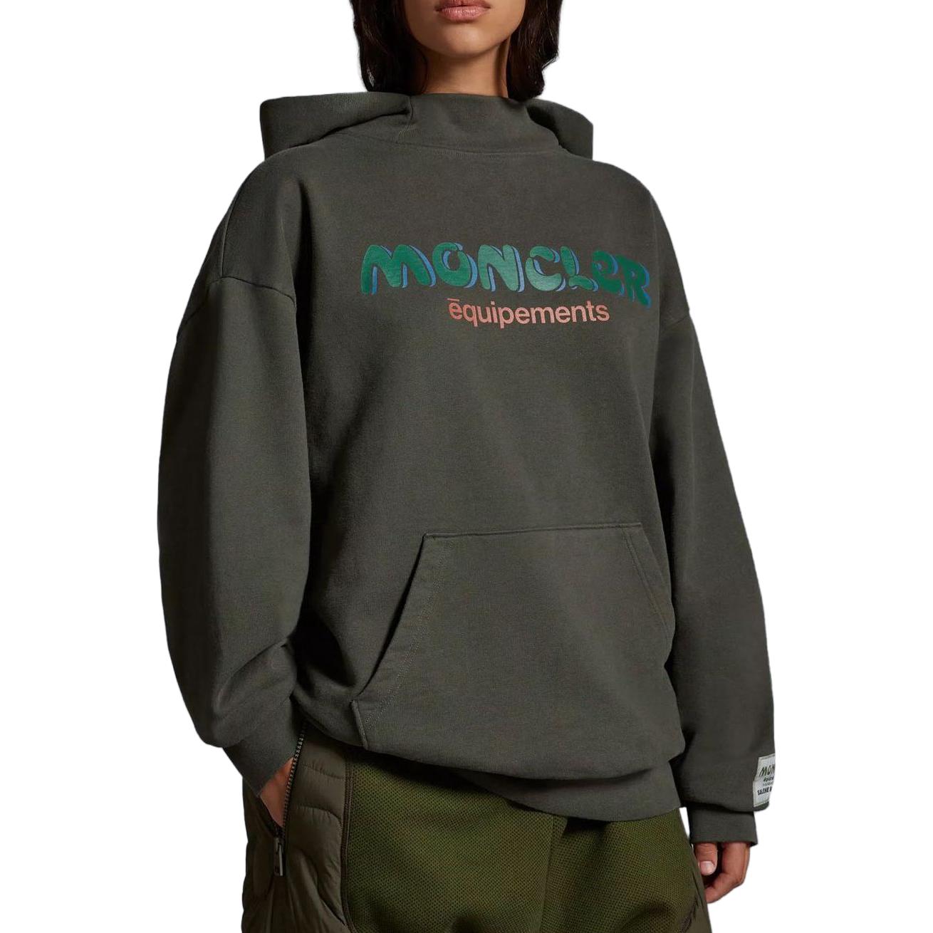 Details for Moncler x Salehe Bembury Hoodie Cetakan Retro Huruf Unisex Hijau I209D8G00002M3237833