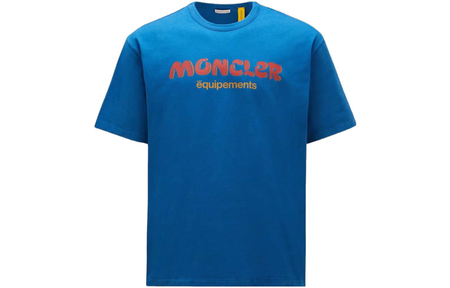 Moncler x Salehe Bembury FW23 Blue Logo Print Unisex Crewneck T-Shirt I209D8C00001M3236778