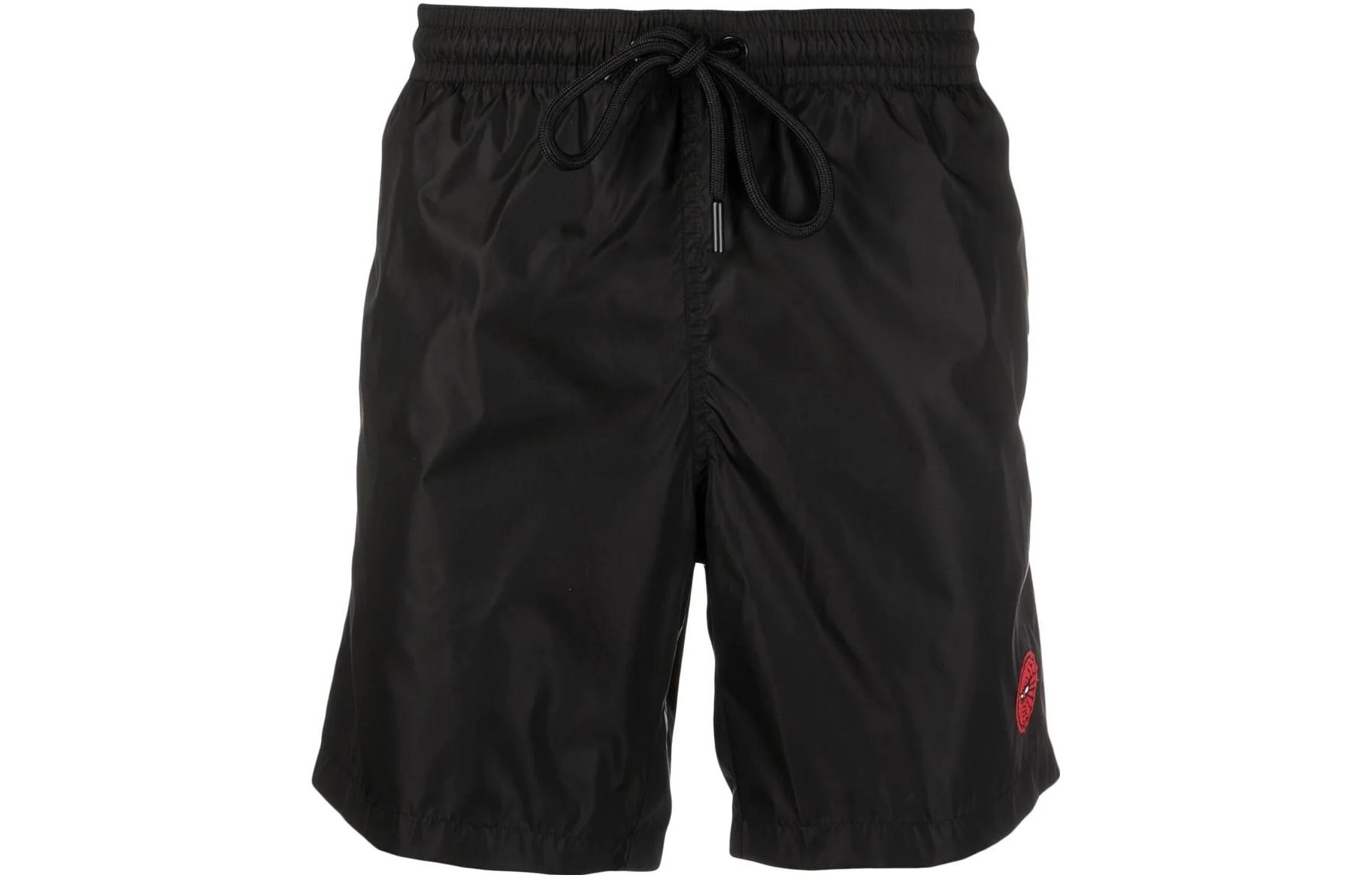 Moncler x Spiderman SS22 Black Drawstring Casual Logo Shorts for Men. H20912C0000253326999