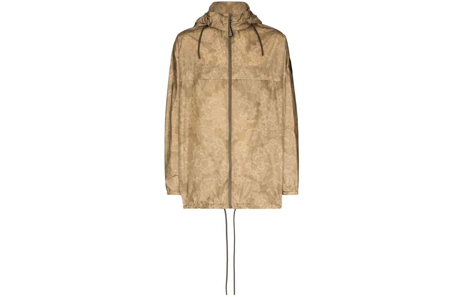 Moncler Yellow Full-Print Zip Hoodie Jacket with Drawstring H10921A00041830