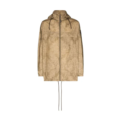 Moncler Yellow Full-Print Zip Hoodie Jacket with Drawstring H10921A00041830