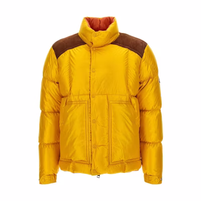 Moncler Yellow Puffer Jacket with Stand Collar and Zipper Closure 1A00127-595ZJ-109