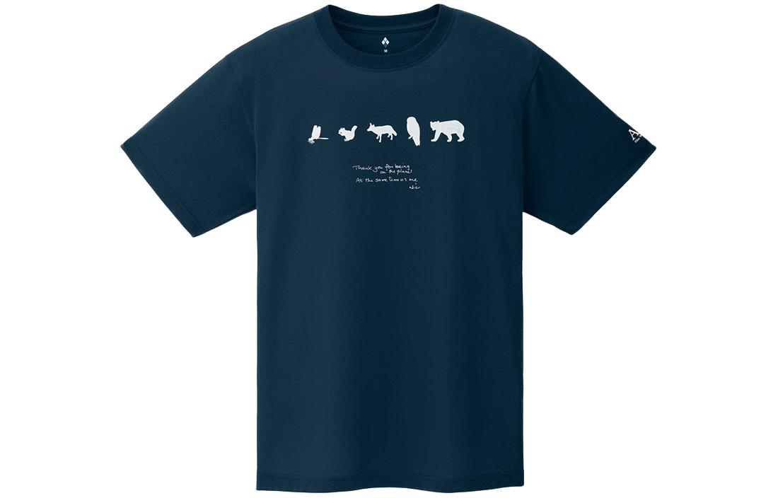 Montbell Japan Unisex Navy Blue Quick-Dry Crewneck Graphic T-Shirt 1114761