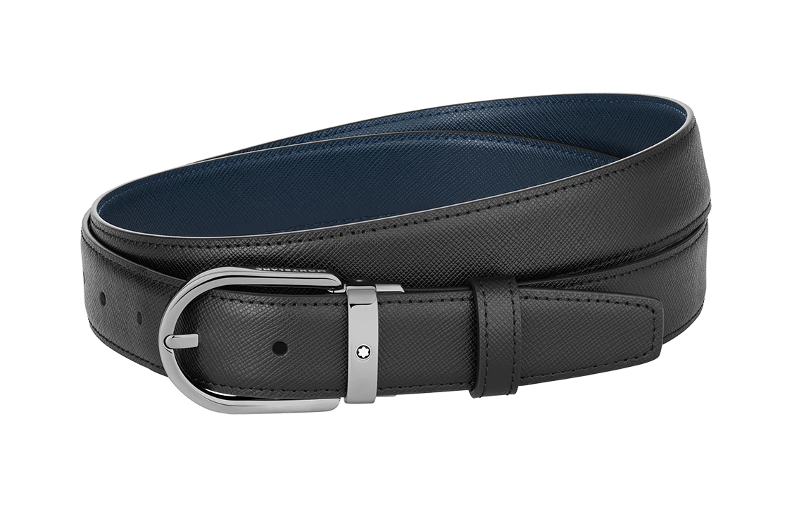 Montblanc  3cm Shiny Horseshoe Reversible Leather Belt. MB128763