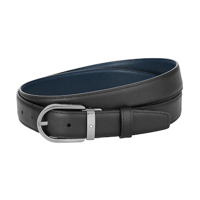 Montblanc 3cm Shiny Horseshoe Reversible Leather Belt. MB128763