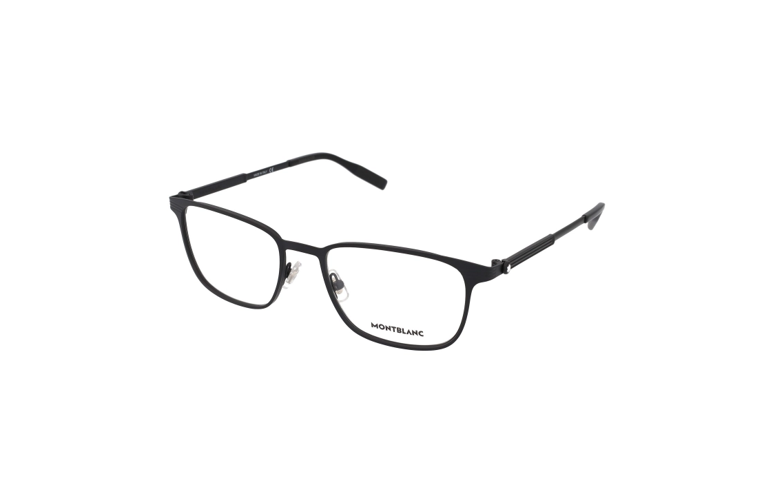 Montblanc  Black Irregular Optical Glasses with Logo and Metal Details. MB0094O001