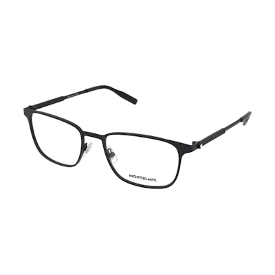 Montblanc Black Irregular Optical Glasses with Logo and Metal Details. MB0094O001