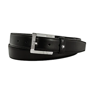 Montblanc Black Leather Belt - Stylish, Casual & Minimalist 3cm. 11713400