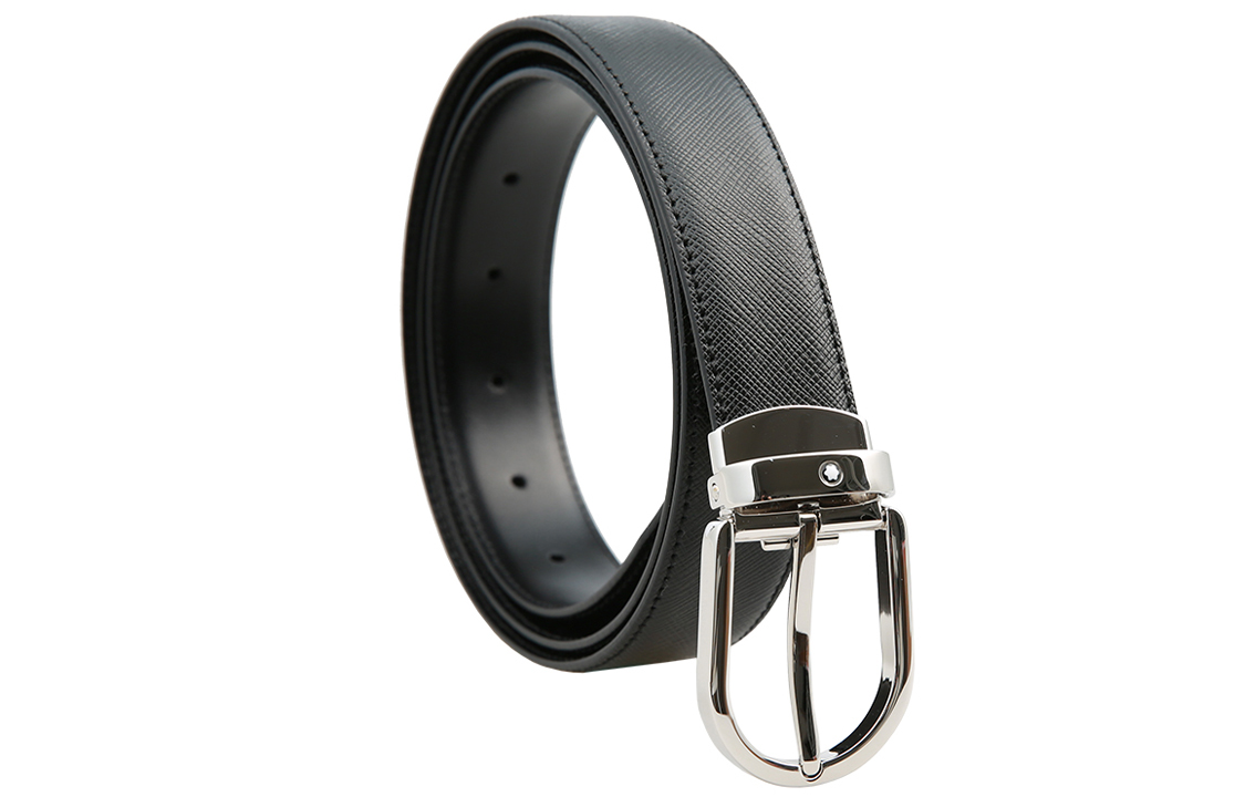 Lookbook 萬寶龍 3公分黑色皮革腰帶 - 商務休閒風格 112363