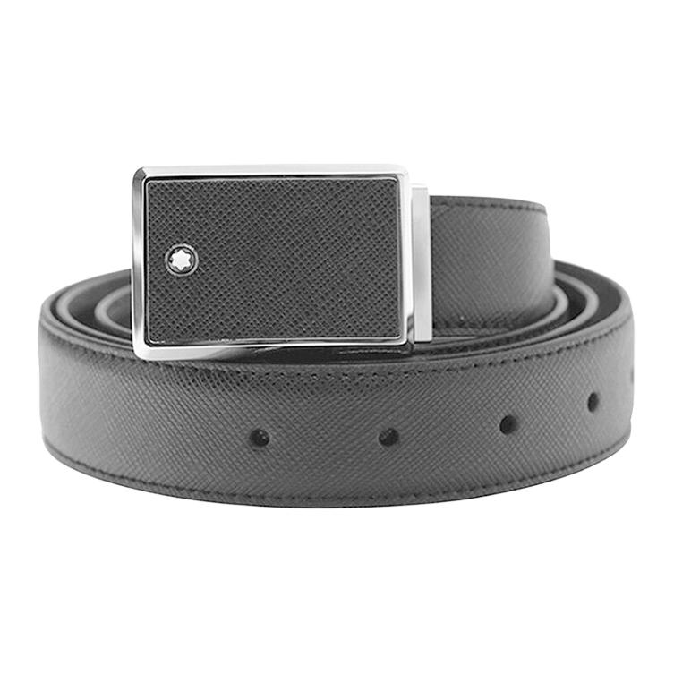 Montblanc  Black Leather Belt 3cm Wide Simple Design. 114421