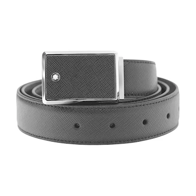 Montblanc Black Leather Belt 3cm Wide Simple Design. 114421