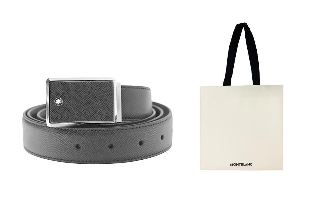 Details for 萬寶龍 黑色皮帶 3公分寬 簡約設計 114421