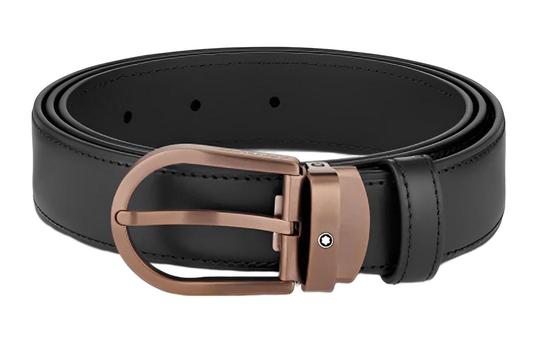 Montblanc  Black Leather Belt, Casual Pin Buckle, 3cm Wide. 129426 圖 2