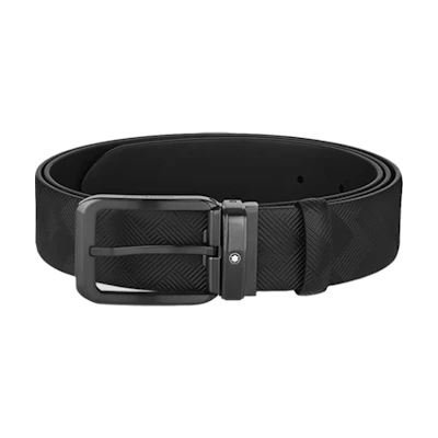 Montblanc Black Leather Belt, Fashion Casual, Pin Buckle, 3.5CM Width. 130587