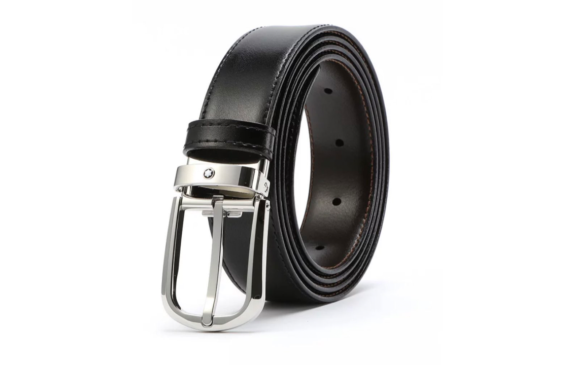 Shop 萬寶龍 黑色皮帶搭配不鏽鋼彎型扣，長度可調，寬3CM。 114412