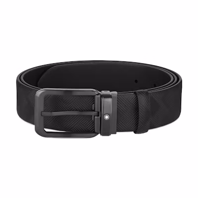 MONTBLANC Black Leather Belt with Fashionable Pin Buckle Closure. MB130587