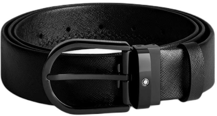 萬寶龍 3.5CM 黑色皮帶,附標誌細節與針扣設計。 199088 Buy 萬寶龍 3.5CM 黑色皮帶,附標誌細節與針扣設計。 199088