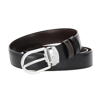 Montblanc Black Leather Belt with Palladium-Plated Pin Buckle, 3cm Wide. 128135