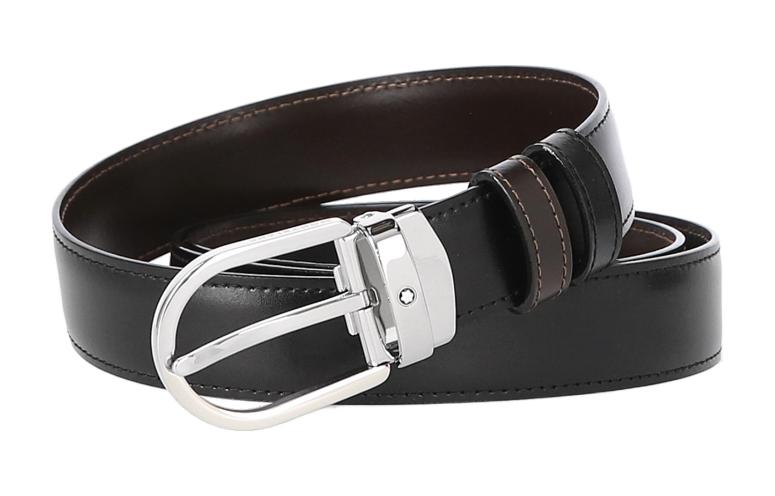 Montblanc  Black Leather Belt with Palladium-Plated Pin Buckle, 3cm Wide. 128135 圖 3