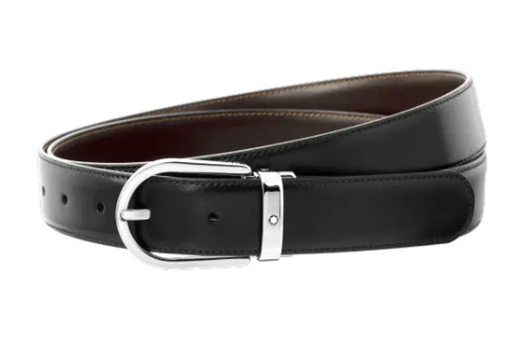 Montblanc  Black Leather Belt with Palladium-Plated Pin Buckle, 3cm Wide. 128135 圖 4