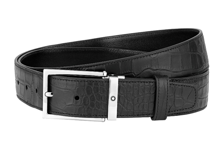 Montblanc  Black Leather Belt with Palladium Pin Buckle 3.5cm 126737 圖 2