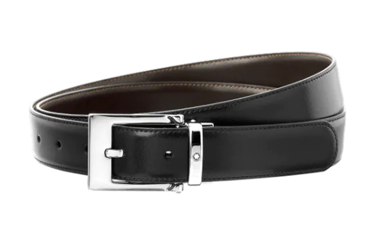 Montblanc  Black Leather Belt with Palladium Pin Buckle, 3cm Width. 128140 圖 2