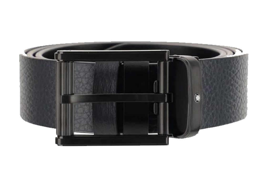 MONTBLANC  Black Leather Belt With Pin Buckle - Elegant Design. 131188