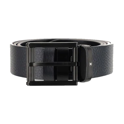 MONTBLANC Black Leather Belt With Pin Buckle - Elegant Design. 131188