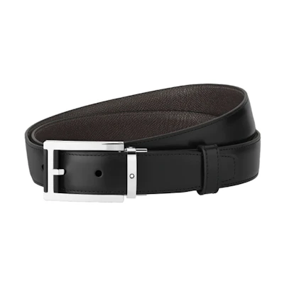 MONTBLANC Black Leather Belt with Steel Pin Buckle 3cm. 126008