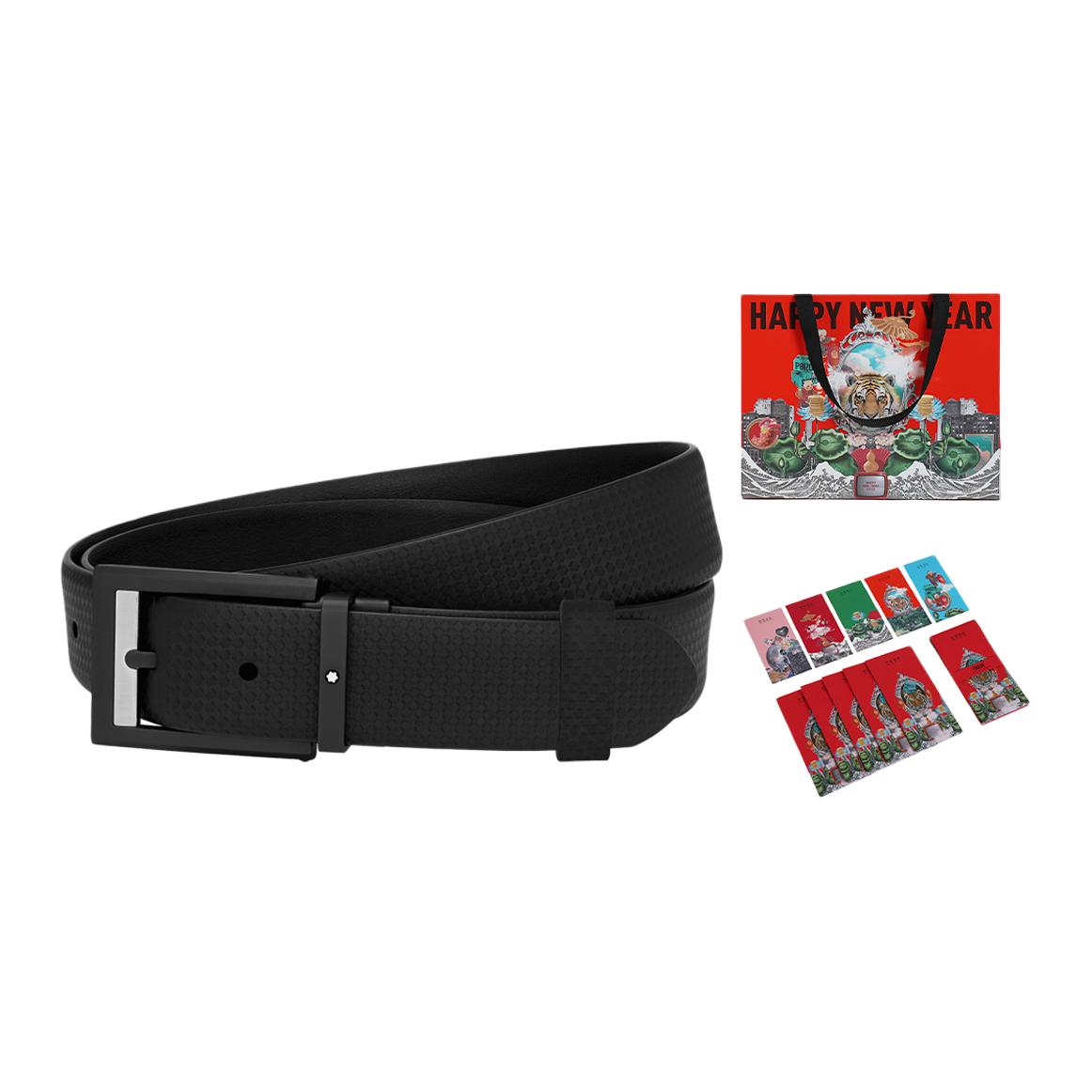 Montblanc  Black Leather Pin Buckle Belt 3cm Wide. U0123907