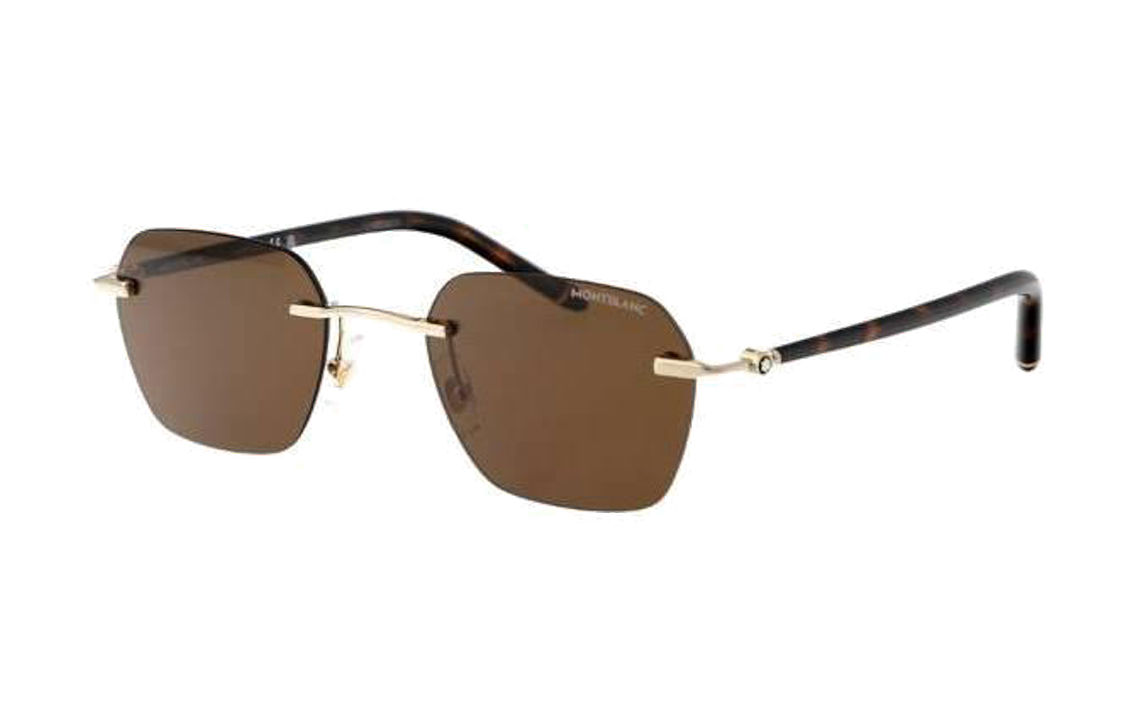 Montblanc  Black Metal Irregular Sunglasses with Slim Temples. MB0270S004
